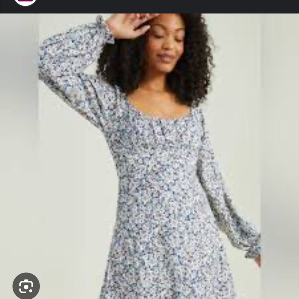 Altar'd State Blue and White Floral Long Sleeve Dress